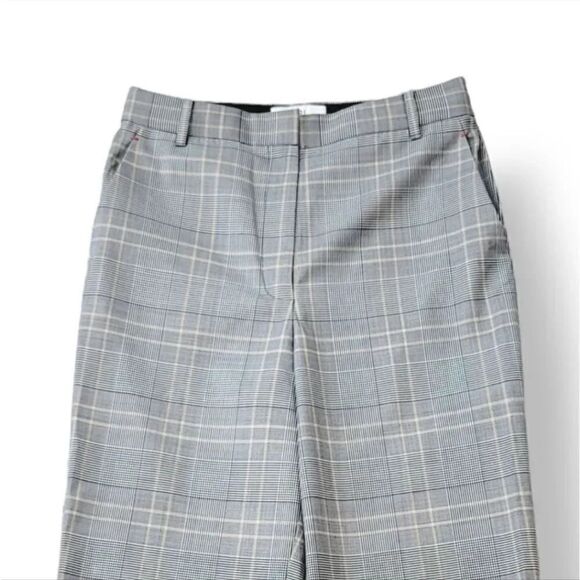 NEW Tibi Wool High Rise Crop Straight Leg Glencheck Plaid Suiting Pants Size 8 - Picture 4 of 11